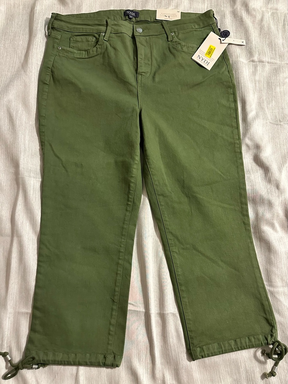 NYDJ Olive Green Drawcord Hem Capri Pants